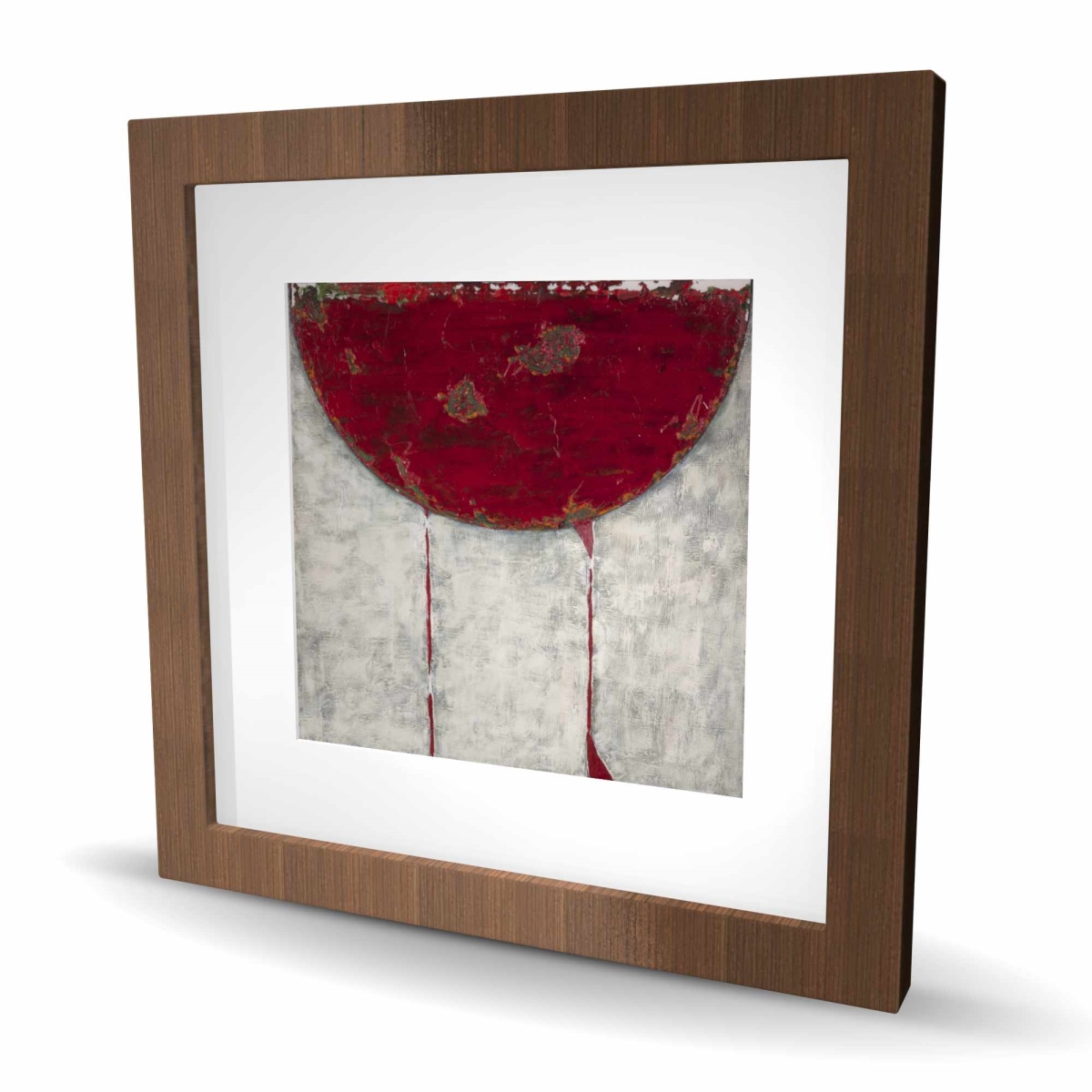 C1FM1616291B7X 16 x 16 in. Red Half Circle - Framed Matted Print for Home Decor