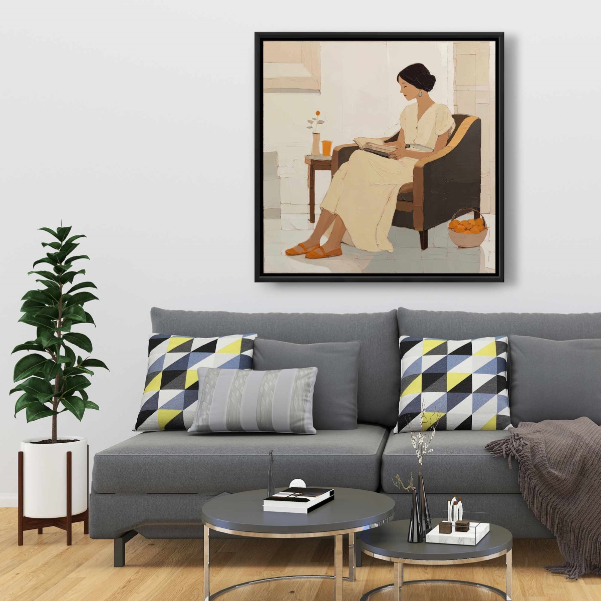 C1FC3636IQGMTN 36 x 36 in. Small Break - Figurative Orange Framed Canvas - Home Decor