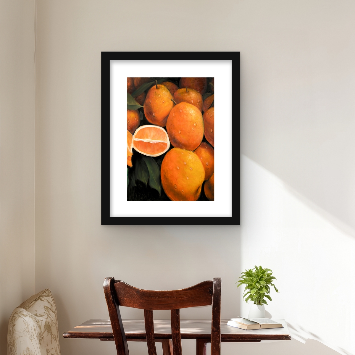C1FM16200M30KI 16 x 20 in. Fresh Oranges - Orange Kitchen Framed Matted Print Decor