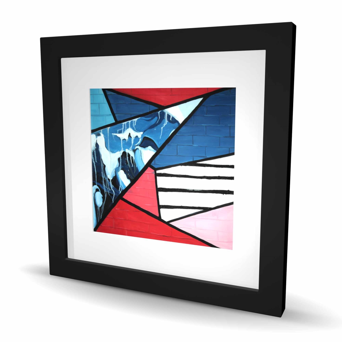 C1FM1616QWRDK5 16 x 16 in. Diagonal Unity - Bedroom Shapes Framed Matted Print Decor