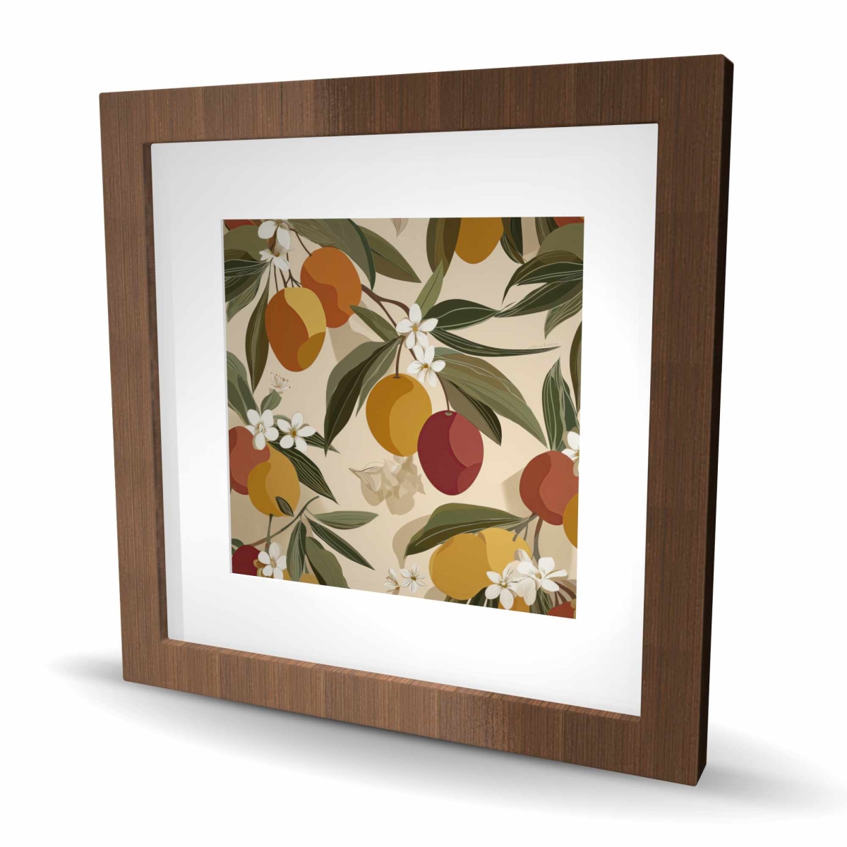 C1FM1616VWKQVG 16 x 16 in. Hanging Fruits - Beige Floral Botanical Framed Print Decor