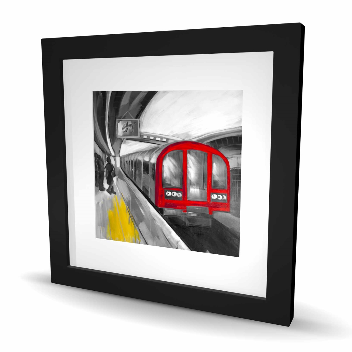C1FM1616WCB1IS 16 x 16 in. Waiting Subway - Framed Matted Print for Home Decor