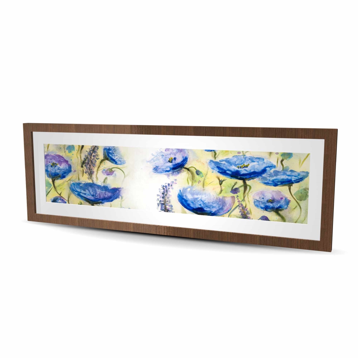 C1FM1648UADKT5 16 x 48 in. Blue Garden - Romantic Botanical Framed Matted Print Decor