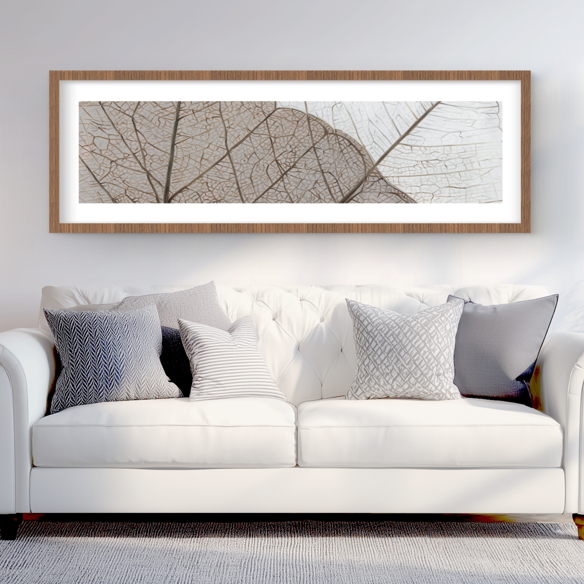 C1FM20602TSWVR 20 x 60 in. Translucent Dried Leaves - Framed Matted Botanical Print