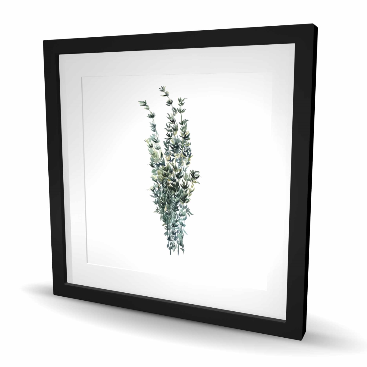 C1FM2424ON9EL5 24 x 24 in. Thyme Leaves Bundle - Green Gastronomy Framed Matted Print