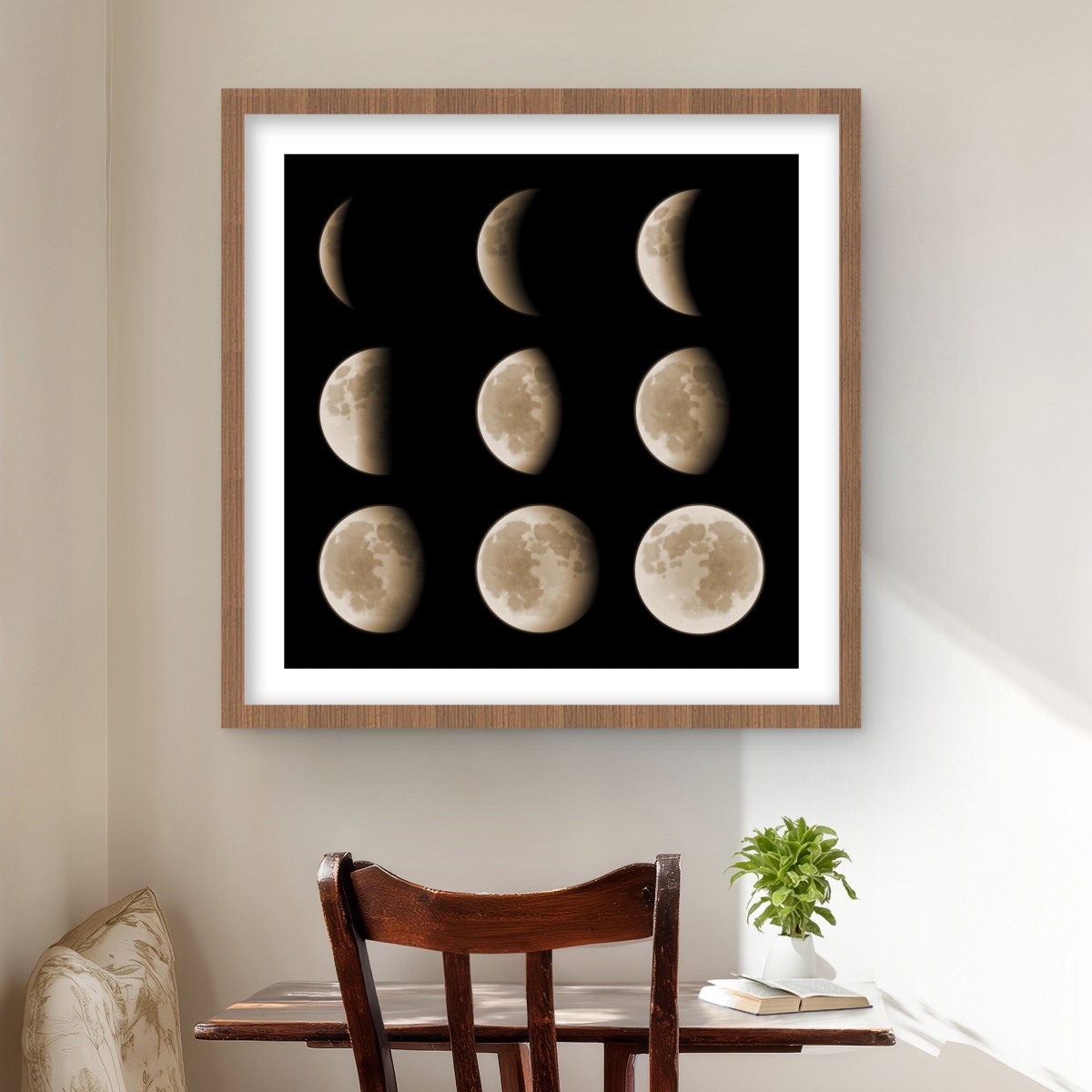C1FM2424RHZ5PC 24 x 24 in. Eclipse in Nine Phases - Black Framed Matted Print Decor