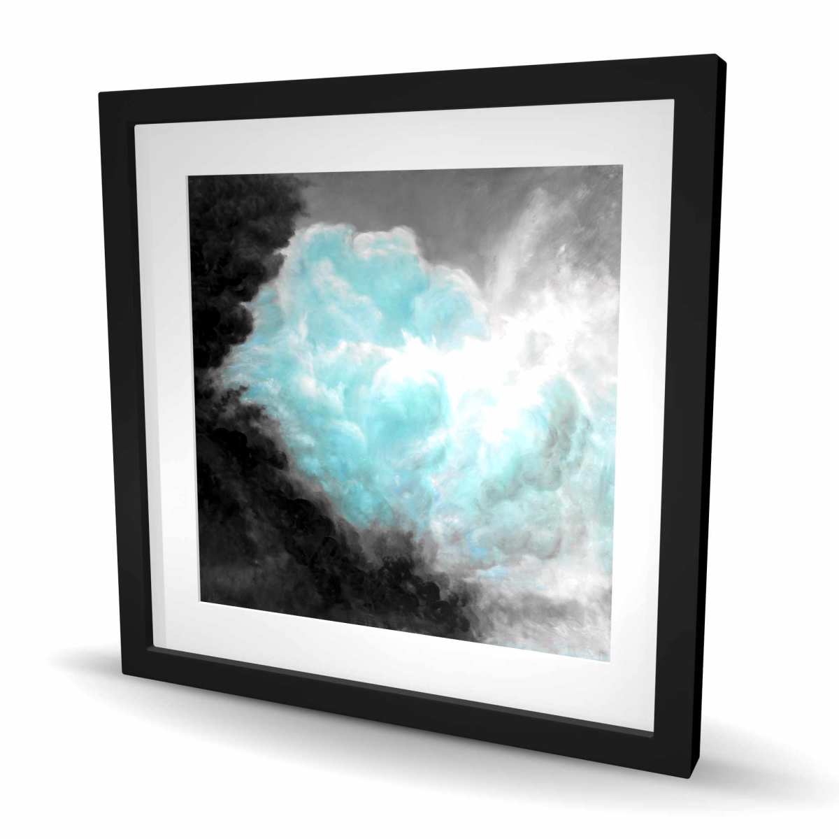 C1FM2424T2VC4U 24 x 24 in. Turquoise Clouds - Blue Mountains Framed Matted Print Decor