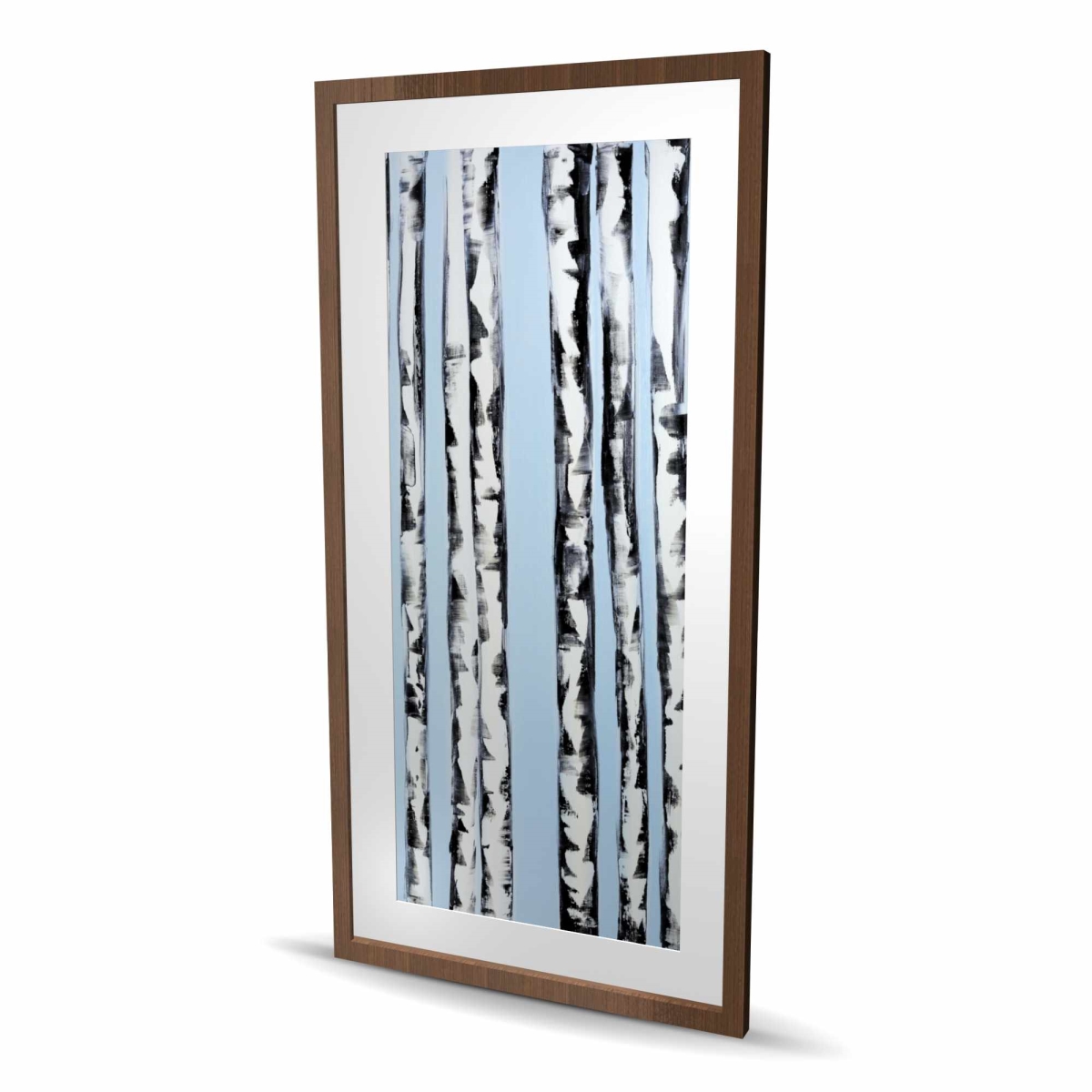 C1FM24488HYZS3 24 x 48 in. Birches on A Blue Background - Black Framed Matted Print