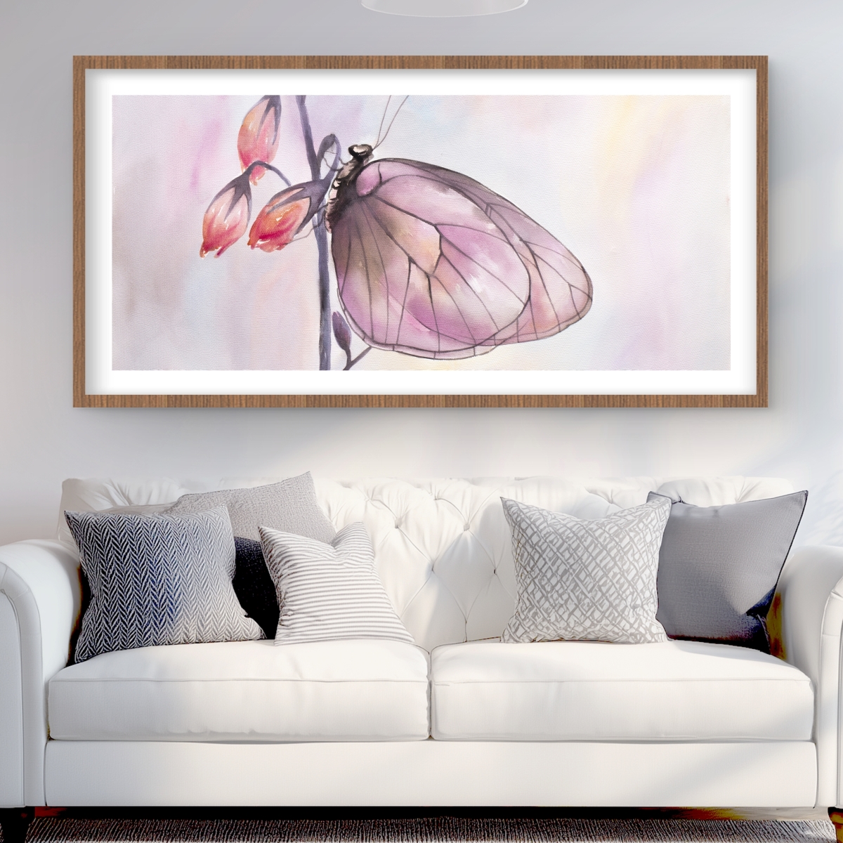 C1FM2448BBXCM4 24 x 48 in. Delicate Butterfly - Framed Matted Print for Home Decor