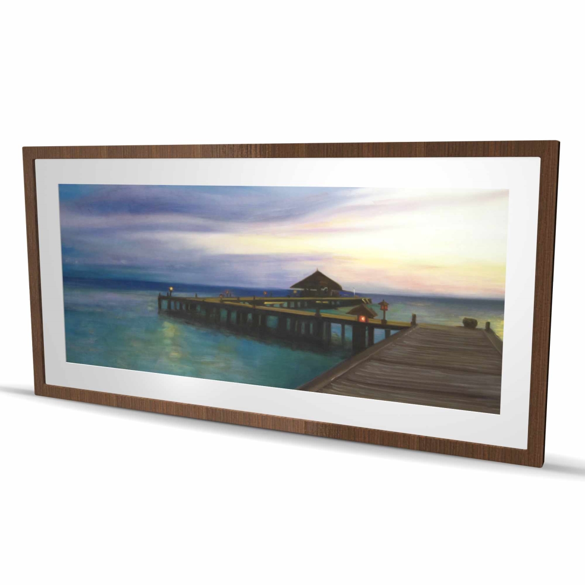 C1FM2448DKCG4A 24 x 48 in. Boardwalk with Sunset - Blue Bathroom Framed Matted Print