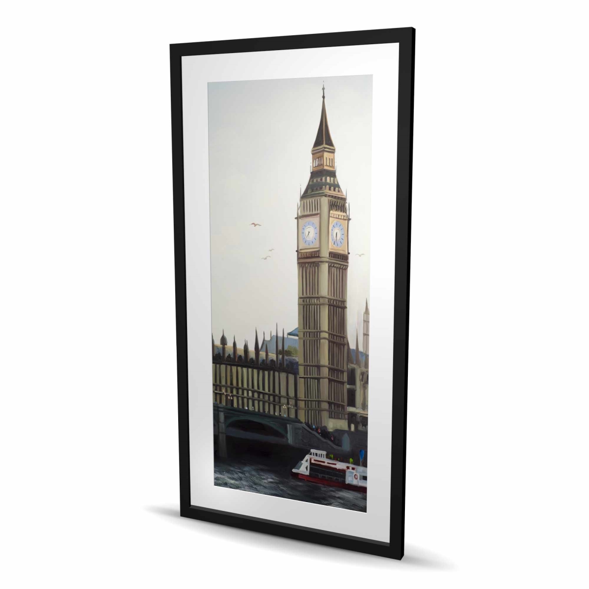C1FM2448HAPUTW 24 x 48 in. Big Ben Clock Elizabeth Tower Print - Beige Framed Decor