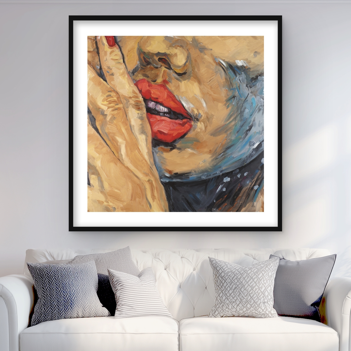 C1FM3636X0EHLC 36 x 36 in. Shushing Lips Closeup - Brown Office Framed Matted Print