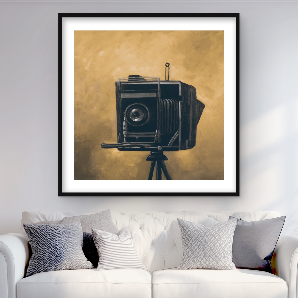 C1FM3636YRJTPO 36 x 36 in. Vintage Camera Still Life Print - Gold Framed Home Decor
