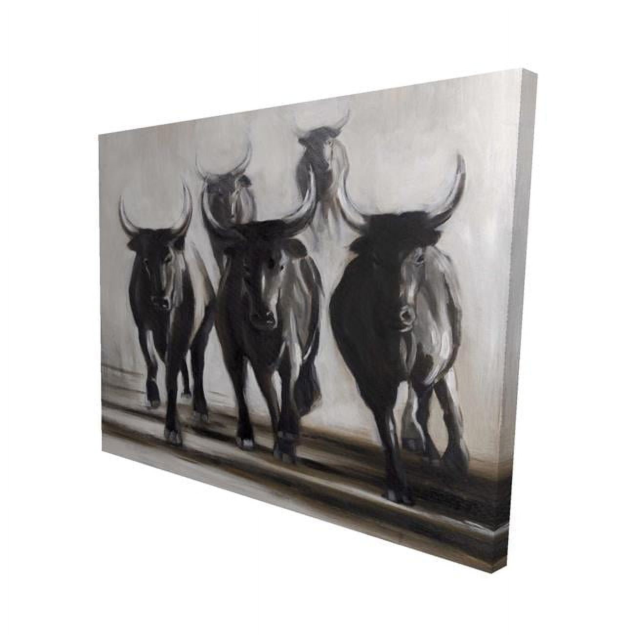 16 x 20 in. Running Fierce Bulls-Print on Canvas