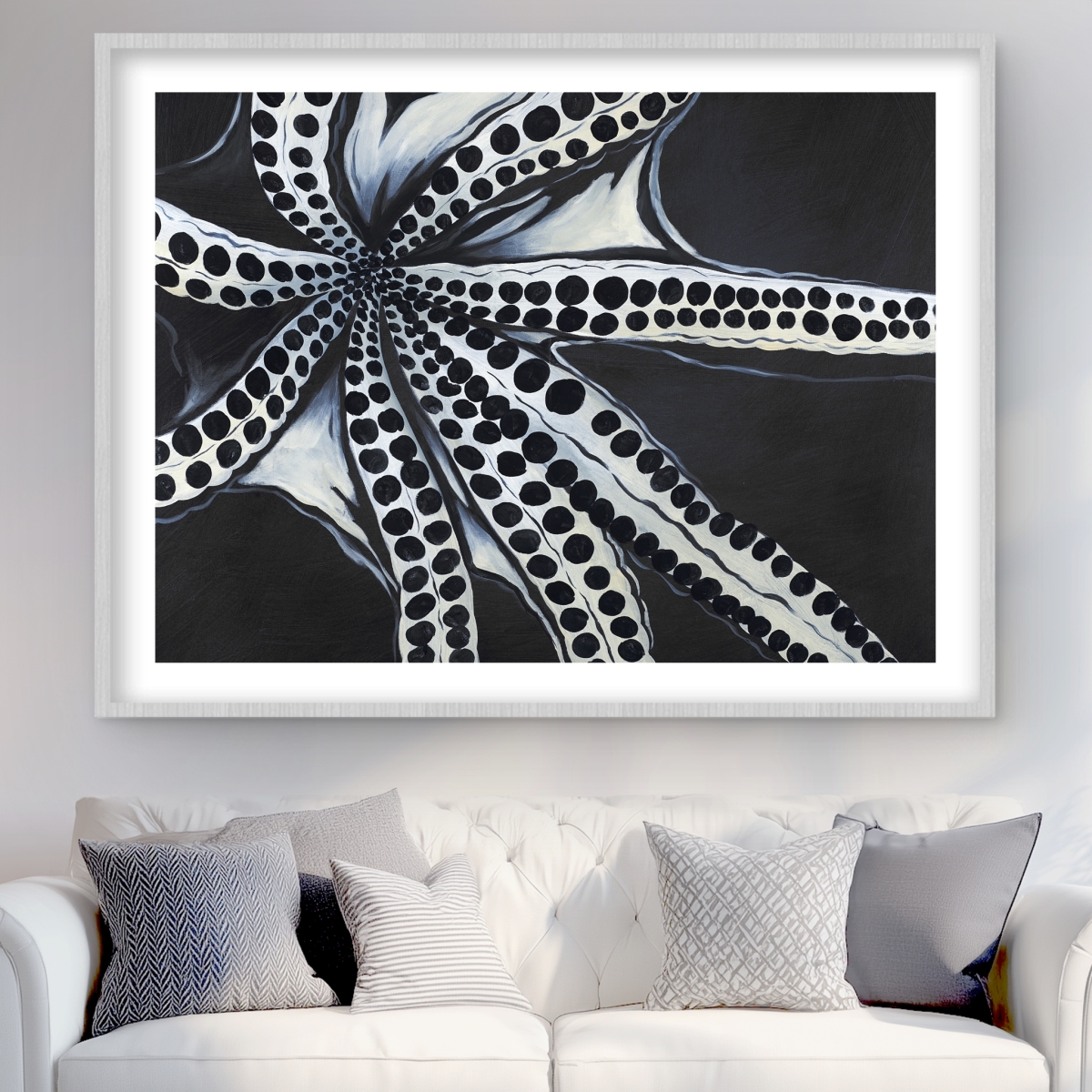 C1FM3648X9VSFK 36 x 48 in. Large Octopus Tentacle - Bathroom Marine Framed Print Decor