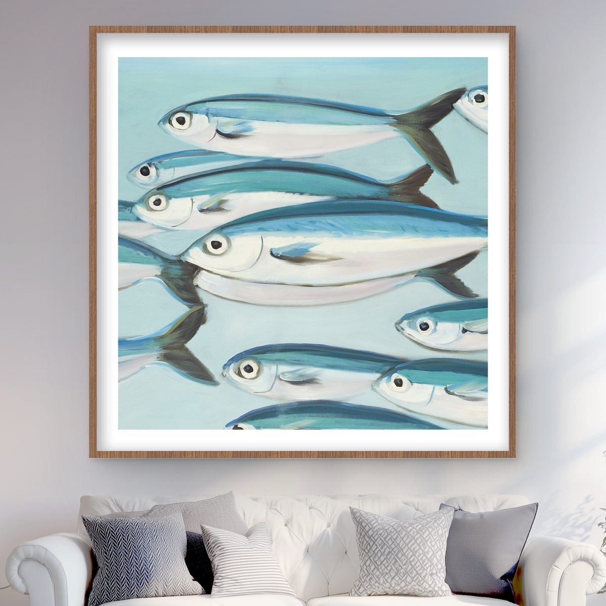 C1FM4848I5NRAQ 48 x 48 in. Caesio Caerulaurea Small Fish Framed Print - Bathroom Decor