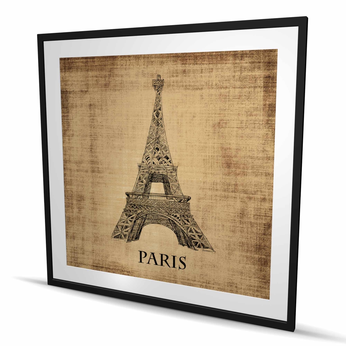 C1FM4848ZO3BSU 48 x 48 in. Eiffel Tower Illustration - Brown Framed Matted Print Decor