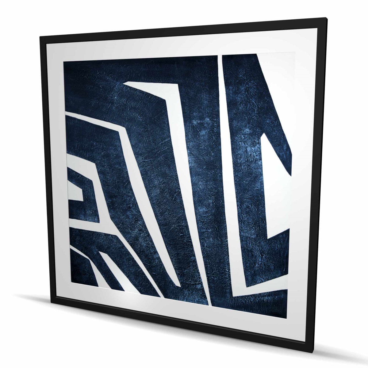 C1FM4848ZV5EN7 48 x 48 in. Blue Labyrinth - Abstract Modern Framed Print for Home Decor