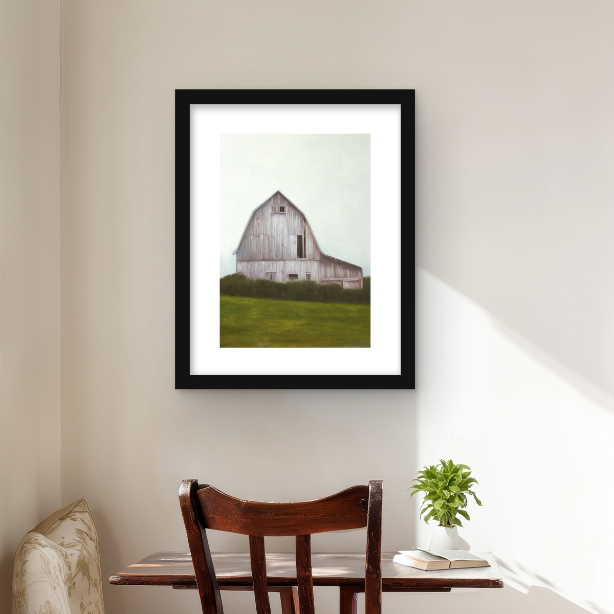 C1FM1620UMX7XD 16 x 20 in. Rustic Barn - Red Framed Matted Print for Home Decor