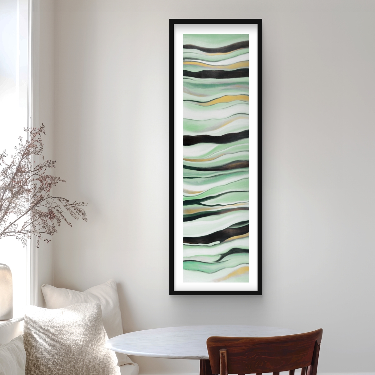 C1FM16481597CD 16 x 48 in. Mint Mood - Illustrative Abstract Framed Matted Print Decor
