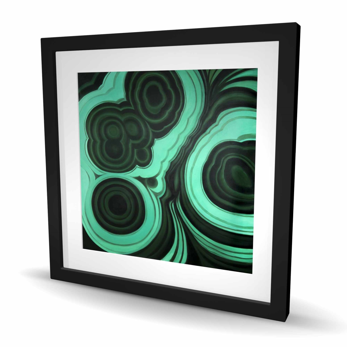 C1FM2424EV1VY2 24 x 24 in. Malachite Stone Green Retro Framed Matted Print - Home Decor