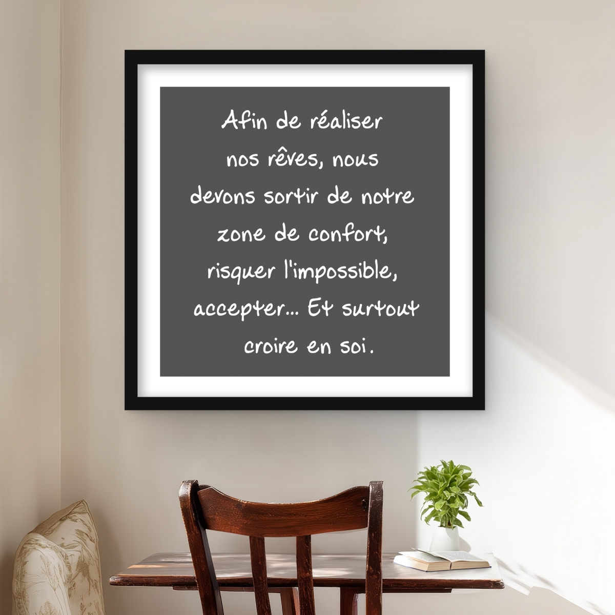 C1FM2424EVILMS 24 x 24 in. Make Our Dreams Come True - White Bedroom Framed Print Decor