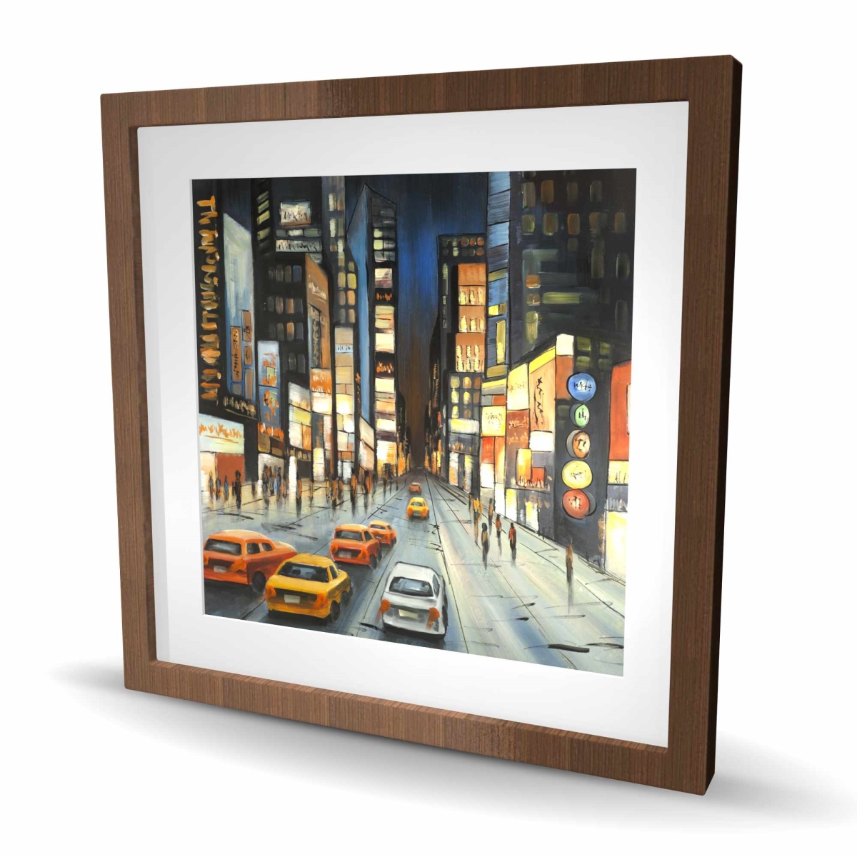 C1FM2424F1CWOS 24 x 24 in. View on Times Square Framed Matted Print - Home Decor