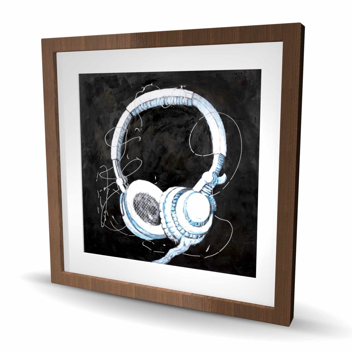 C1FM2424FYAP7U 24 x 24 in. Headphones - Man Cave Instrument Framed Matted Print Decor