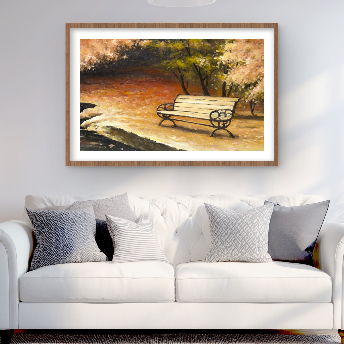C1FM2436R6PB00 24 x 36 in. Park Bench by Fall - Seasons Livingroom Framed Print Decor