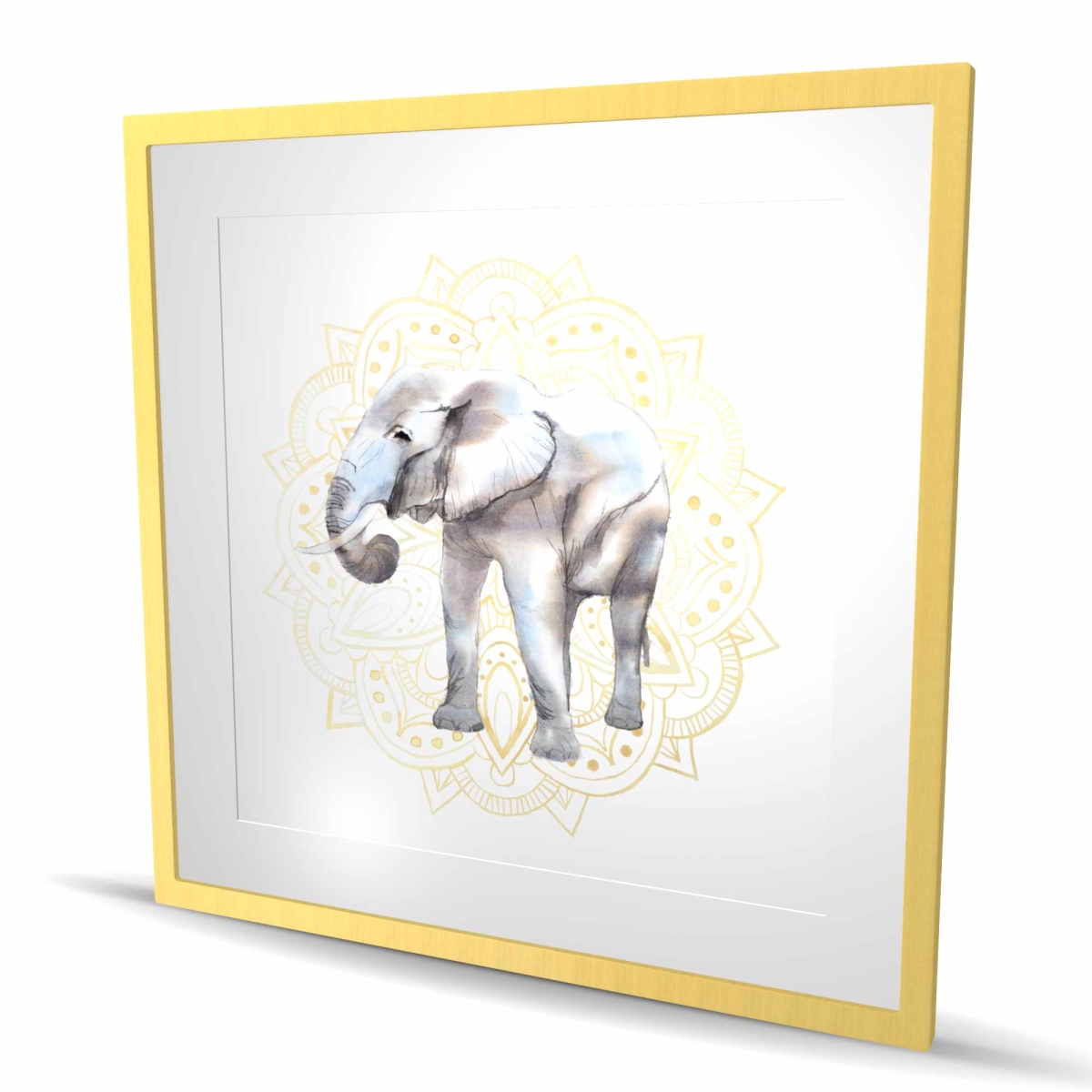 C1FM3636GCFKSJ 36 x 36 in. Elephant on Mandalas Pattern - Framed Matted Print for Decor
