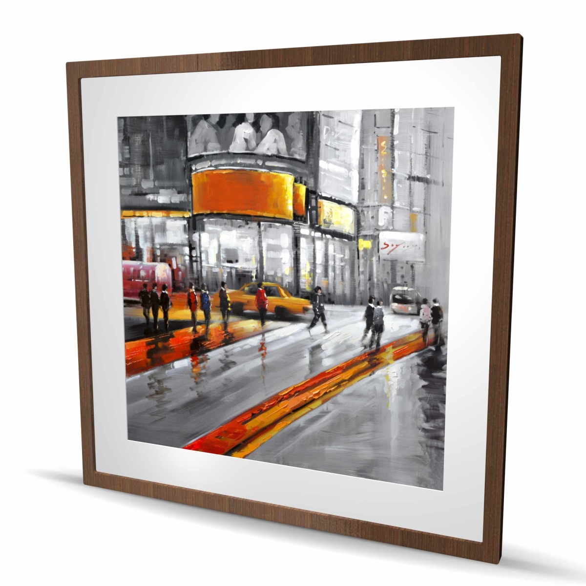 C1FM3636JD0BV1 36 x 36 in. Circulation in Times Square - Gray Framed Matted Print Decor