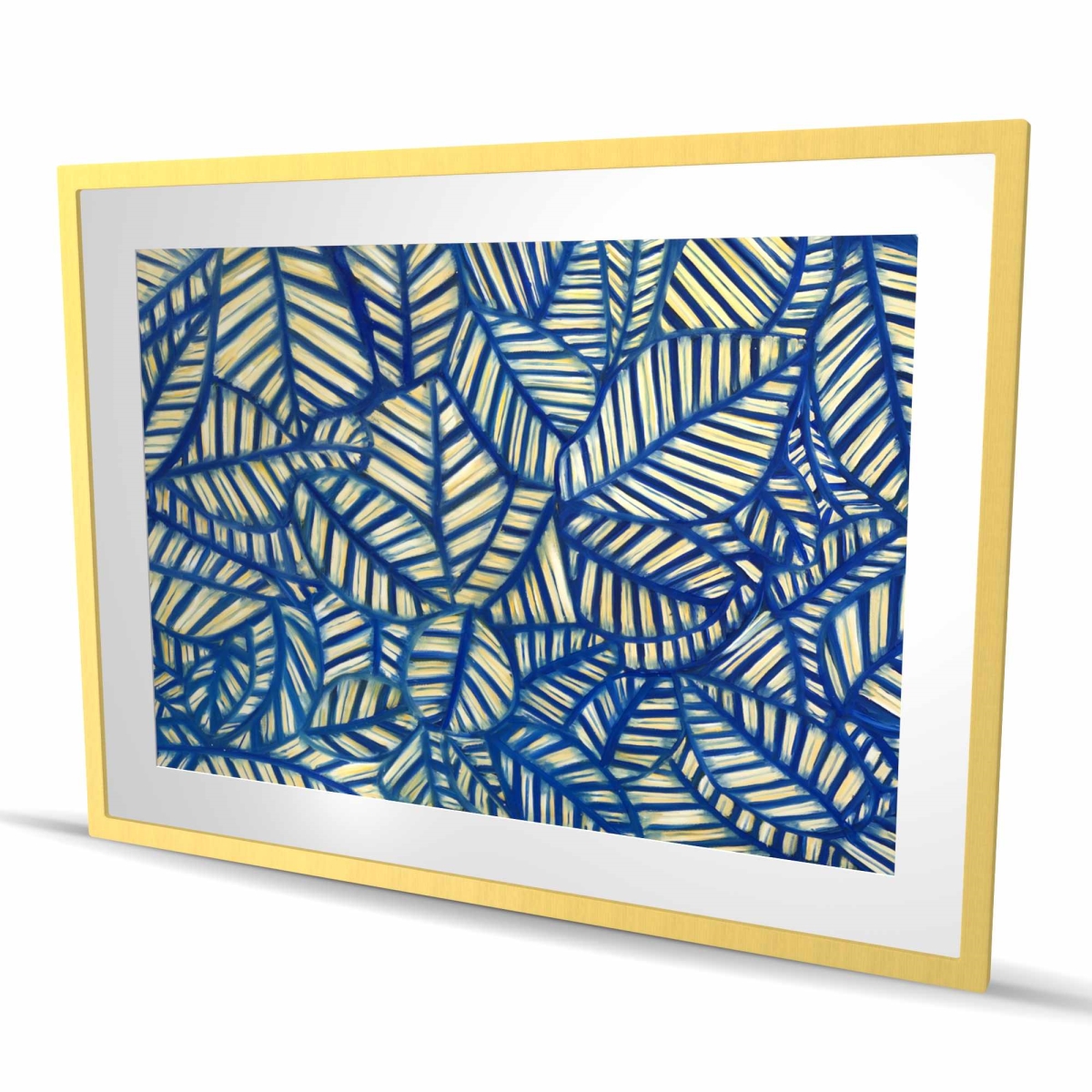 C1FM3648NYBQNT 36 x 48 in. Leaves Patterns Framed Matted Print - Home Decor Wall Art