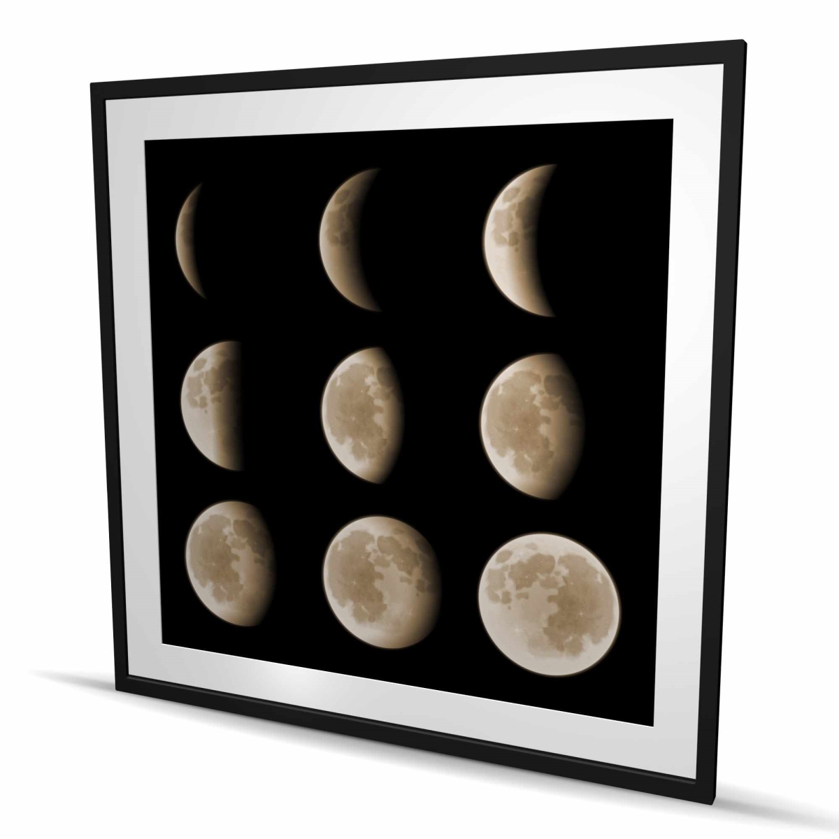 C1FM4848PYFY6F 48 x 48 in. Eclipse in Nine Phases - Astronomy Bedroom Framed Print