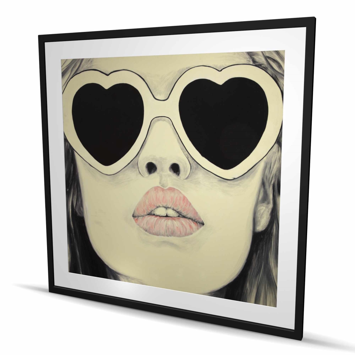 C1FM4848QRWVWM 48 x 48 in. Young Lady with Glasses - Romantic Figurative Framed Print