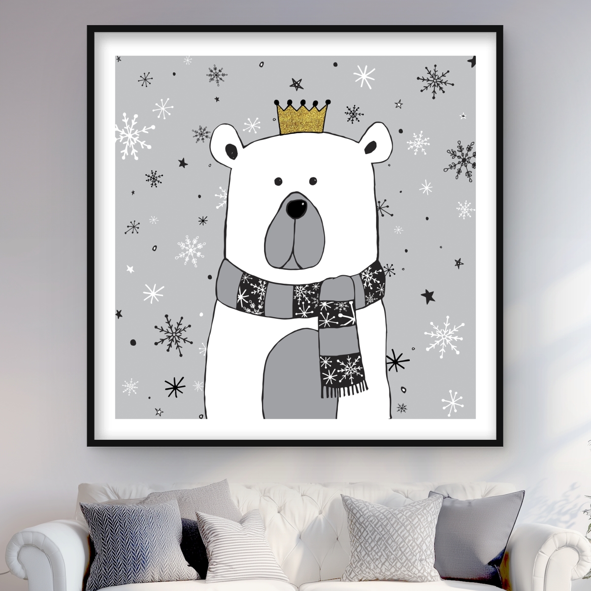 C1FM4848SAM6M4 48 x 48 in. Beautiful Bear - Holidays Illustrative Framed Matted Print