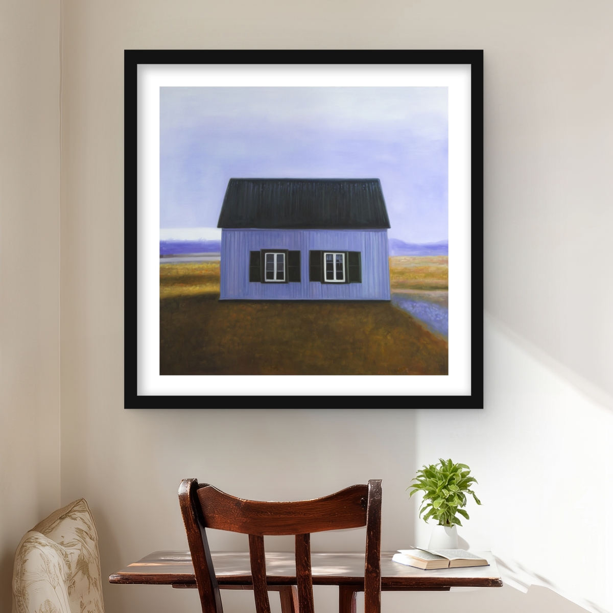 C1FM242440RG3Z 24 x 24 in. Blue Barn - Rustic Framed Matted Print for Home Decor