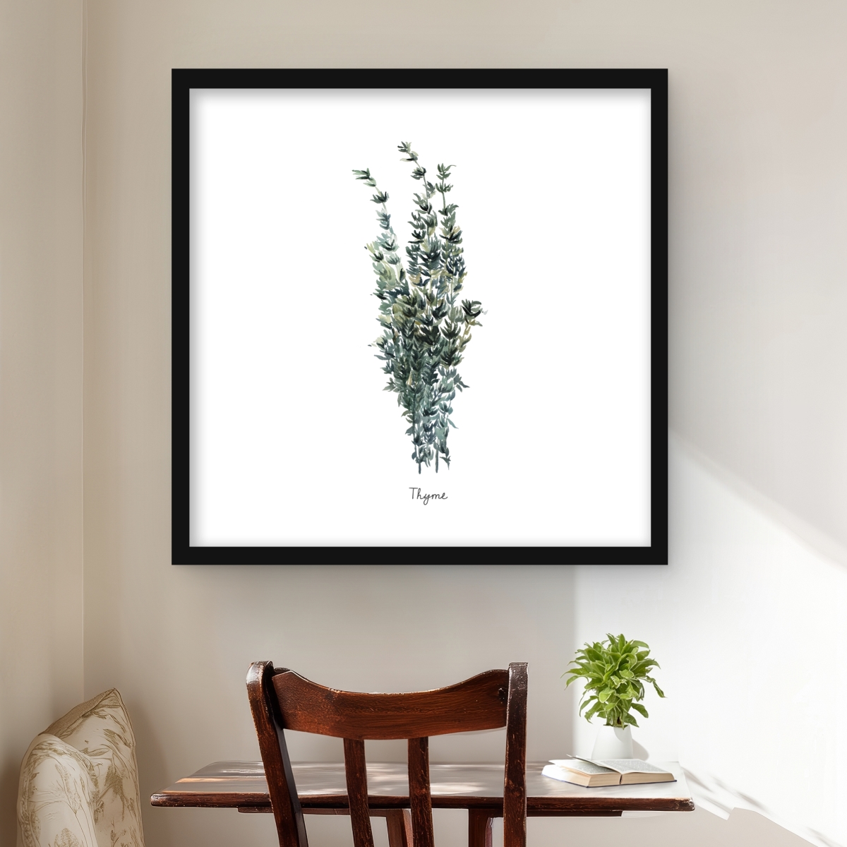 C1FM2424415241 24 x 24 in. Thyme Leaves Bundle - Kitchen Farmhouse Framed Print - Decor