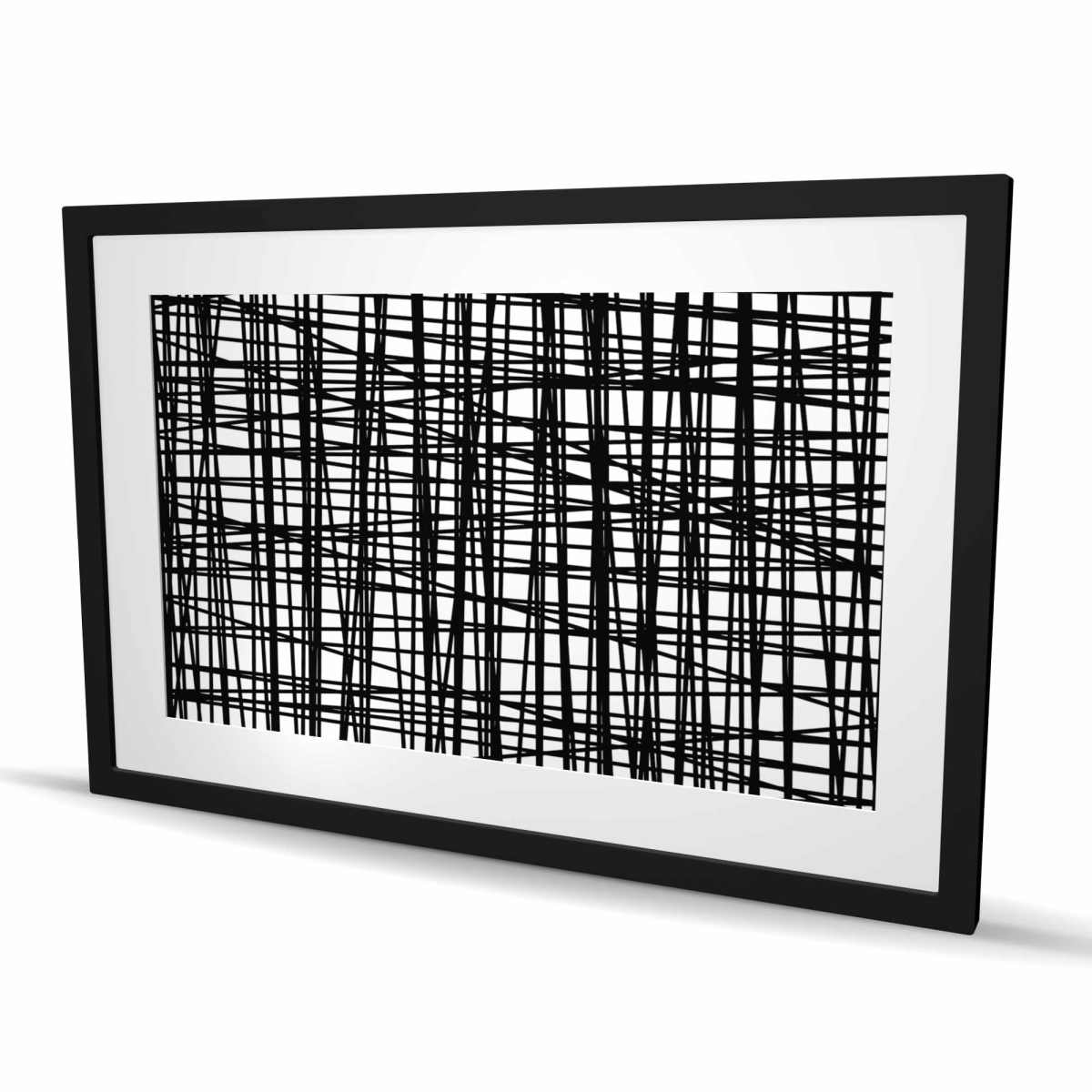 C1FM2436DFPNJO 24 x 36 in. Abstract Small Stripes - White Shapes Framed Matted Print