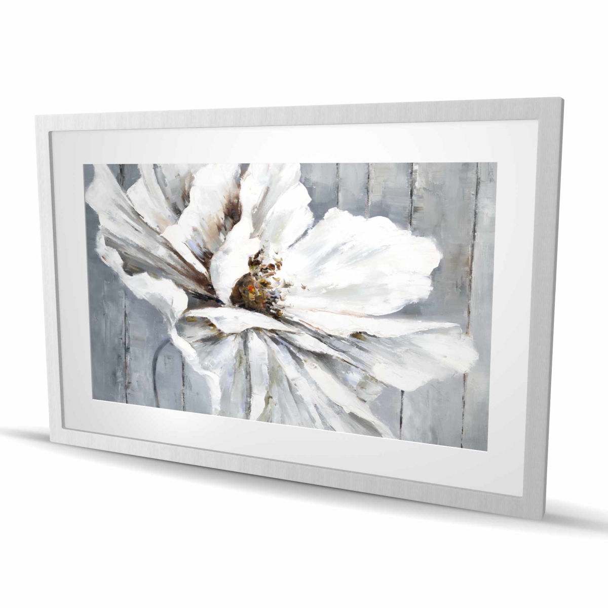 C1FM2436E6F8MD 24 x 36 in. Flower on Wood - Blue Rustic Framed Matted Print for Decor