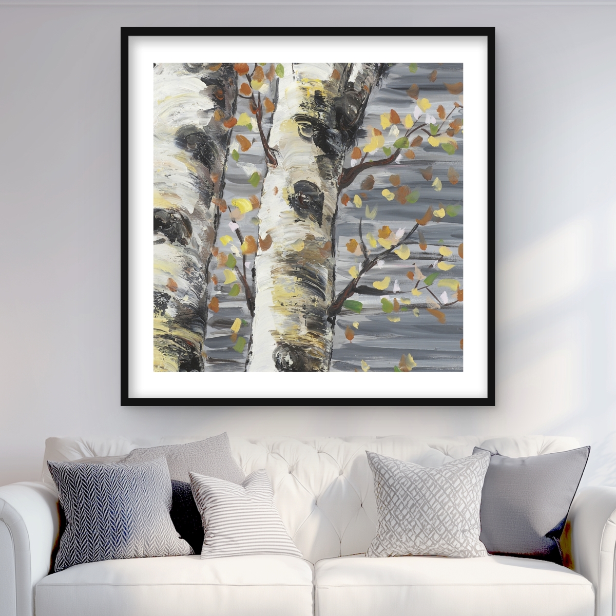 C1FM3636E9E70A 36 x 36 in. Budding White Birches - Bedroom Landscapes Framed Print