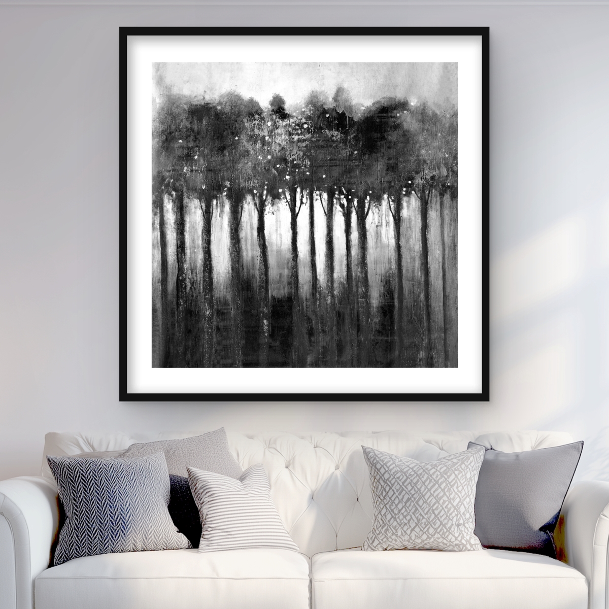 C1FM3636EPVG8F 36 x 36 in. Monochrome Trees - Framed Matted Print for Home Decor