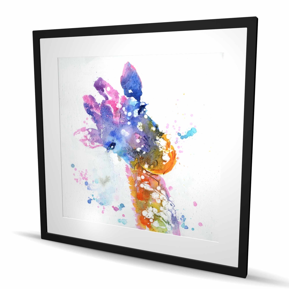 C1FM3636EU716V 36 x 36 in. Abstract Giraffe with Color Splash - Orange Framed Print