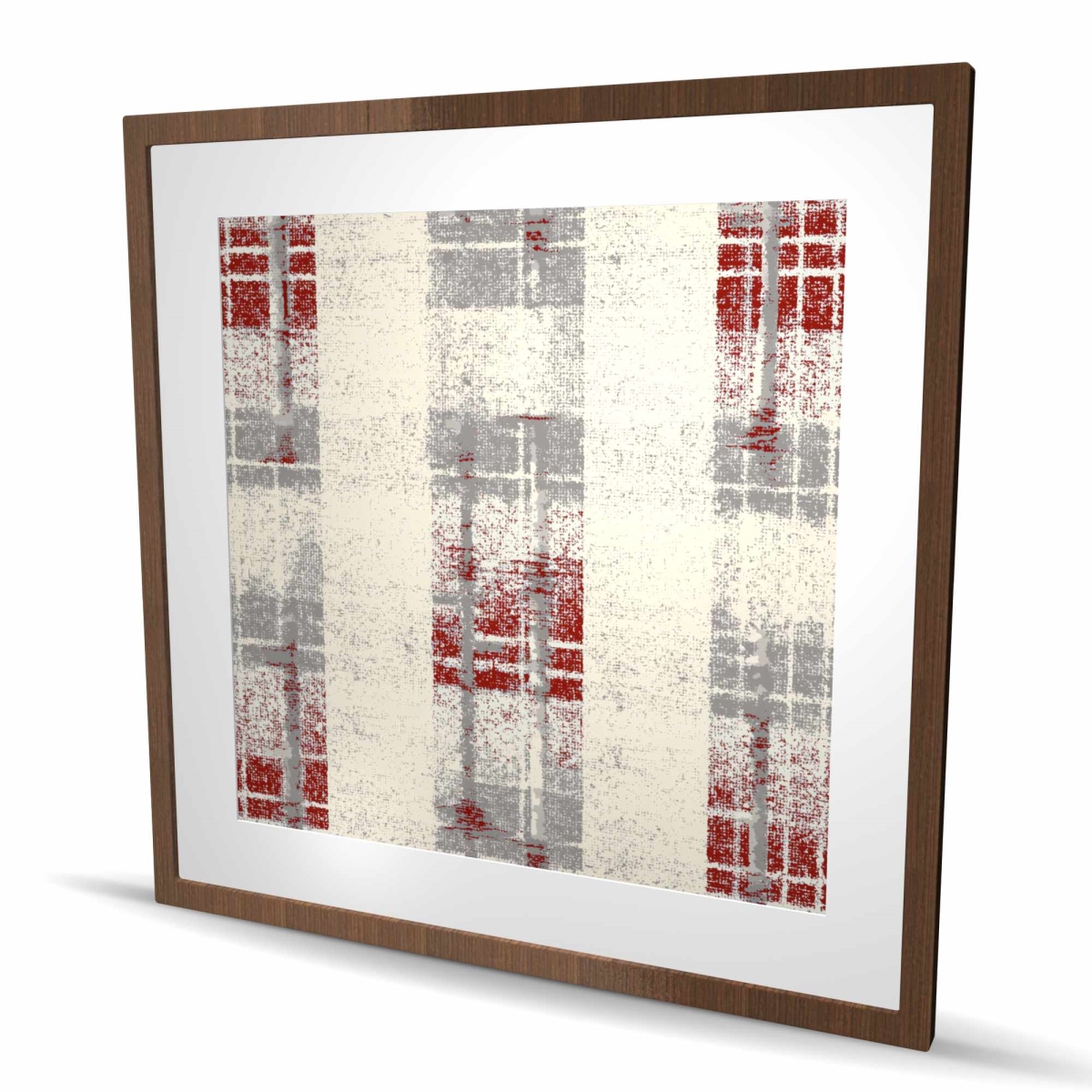 C1FM3636F0U4YF 36 x 36 in. Grunge Red Pattern Beige Framed Matted Print for Home Decor