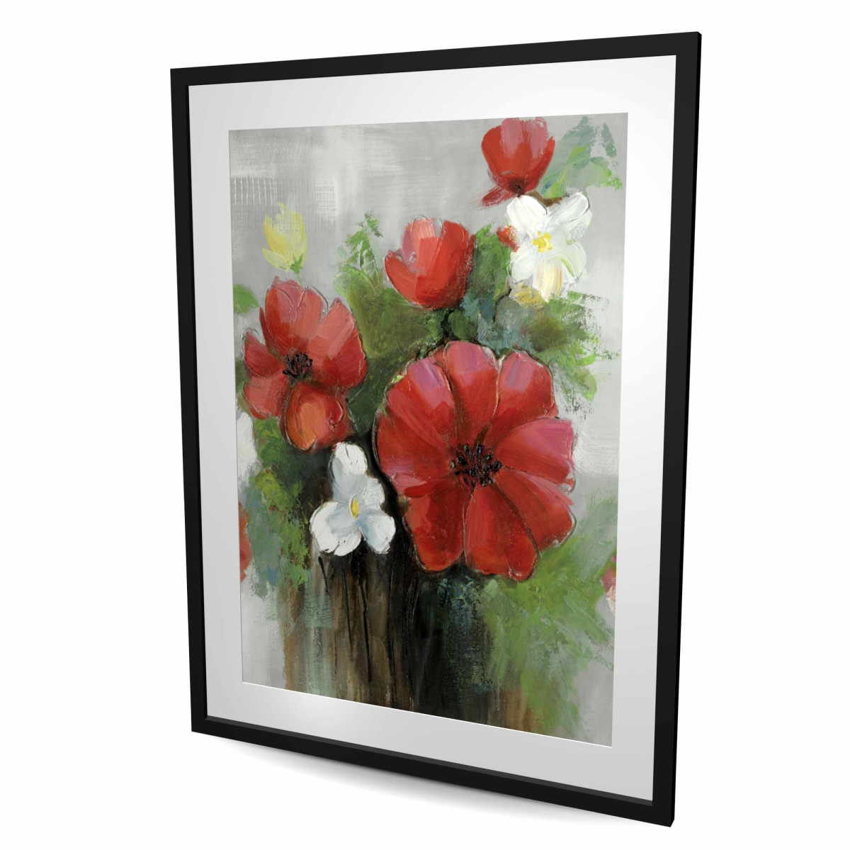 C1FM3648DW5TTY 36 x 48 in. Abstract Wild Flowers Bundle - White Modern Framed Print