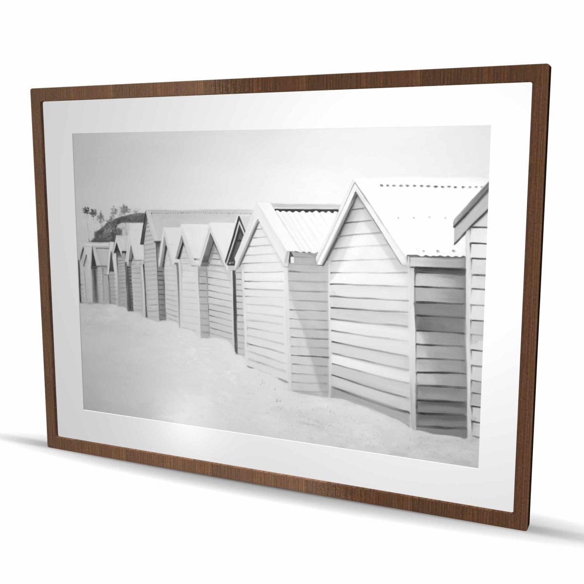 C1FM3648EGR1VF 36 x 48 in. Beach Cabins - White Coastal Framed Matted Print for Decor