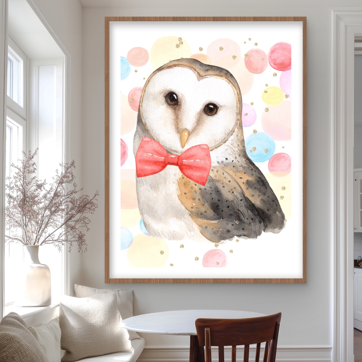 C1FM3648GPBVJS 36 x 48 in. Chic Owl - Gray Framed Matted Print for Bedroom Decor