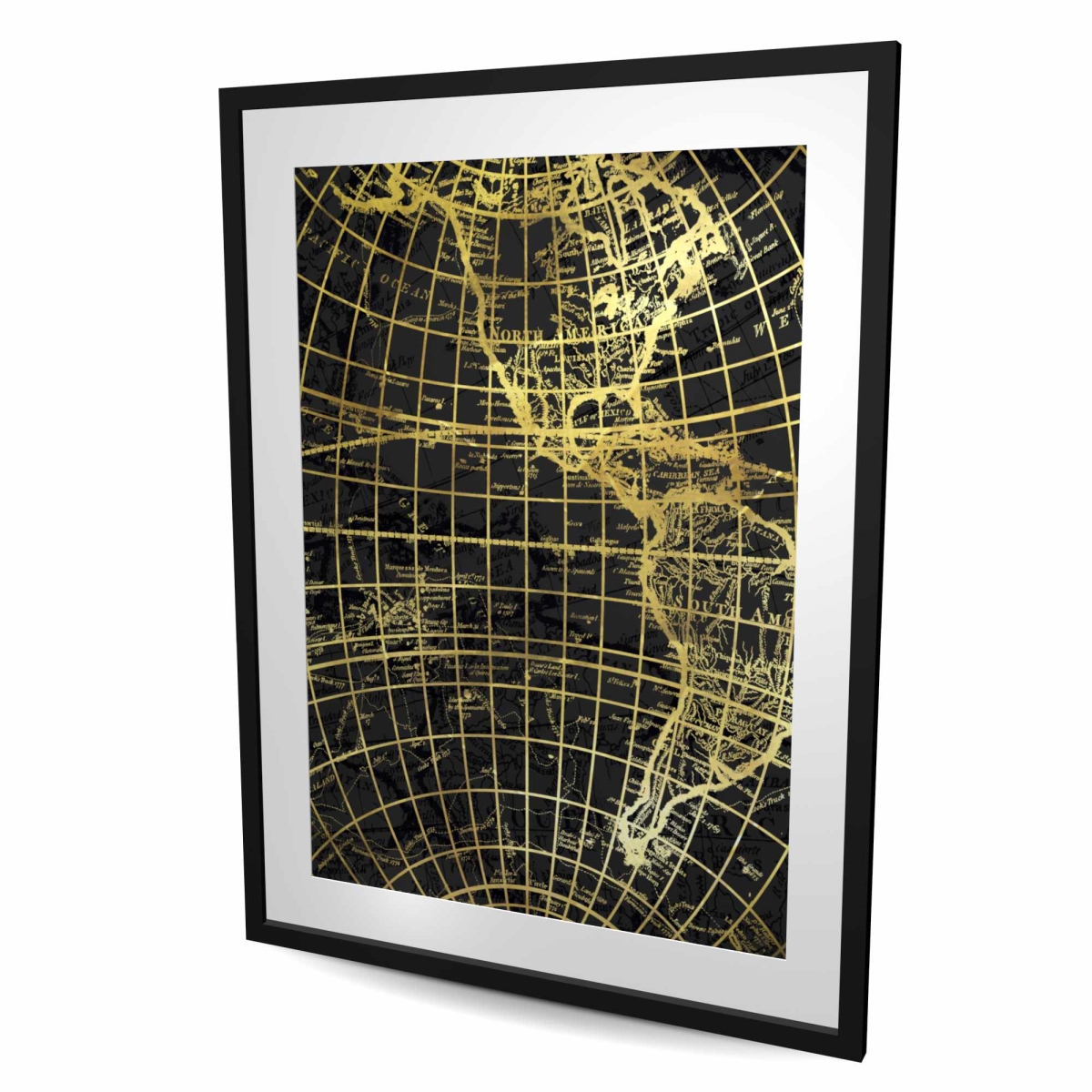 C1FM3648IG7BZ2 36 x 48 in. Black & Marine World Map Globe - Framed Print for Decor