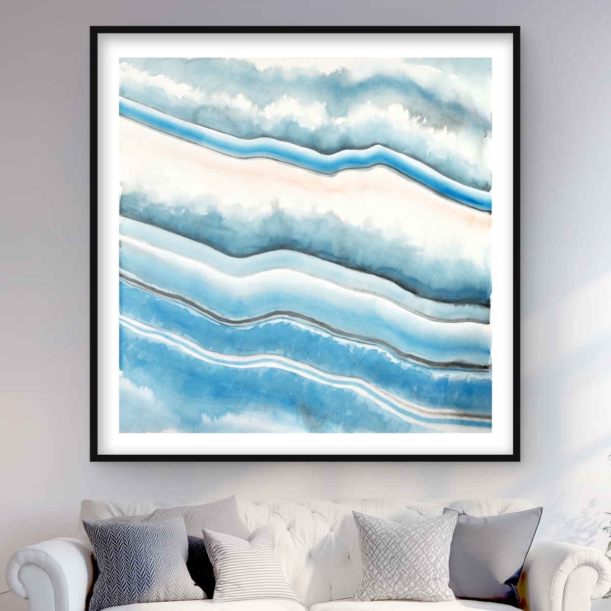 C1FM4848NIOH3H 48 x 48 in. Textured Geode - White Framed Matted Print for Home Decor