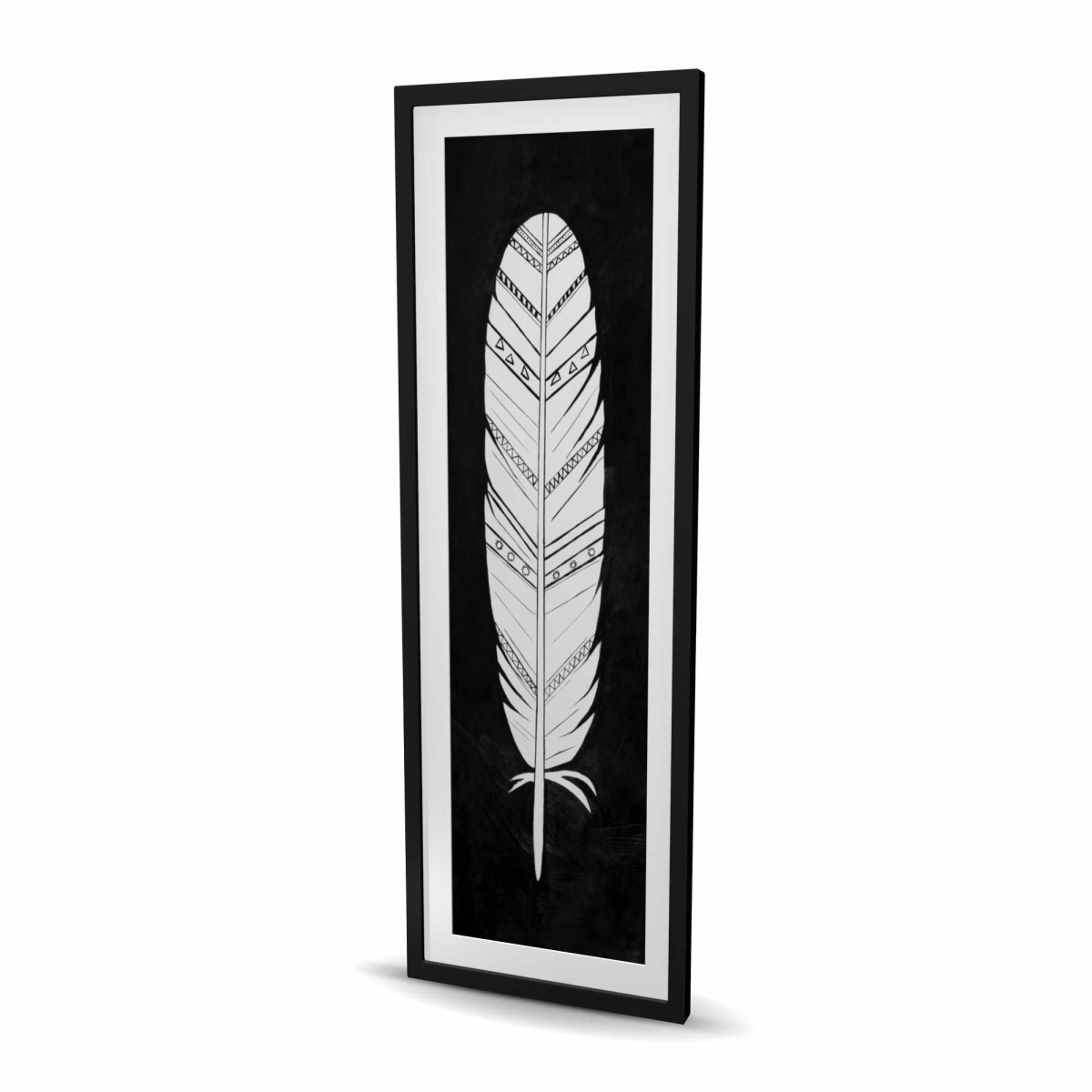 C1FM2060YQTE62 20 x 60 in. Native American Feather Print - Black Framed Matted Decor