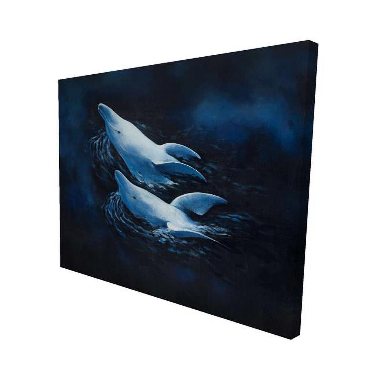 16 x 20 in. Two Swimming Dolphins-Print on Canvas